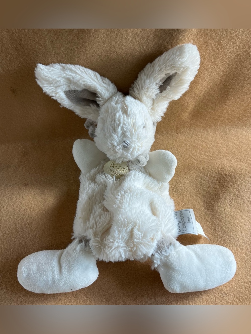 Doudou et Compagnie Paris White Bunny Rabbit Plush 10” Soft Stuffed Animal